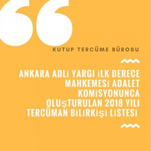 Ankara Adliyesi 2018 Yılı Tercüman Bilirkişi Listesi