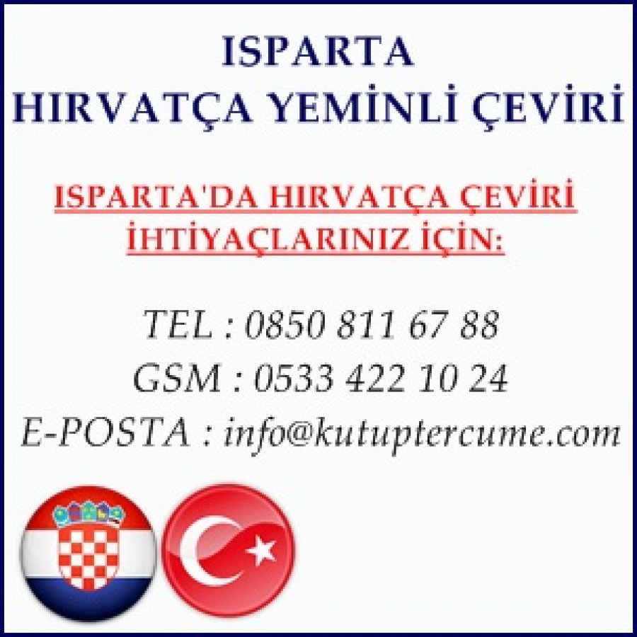 Hırvatça Yeminli Tercüme Isparta